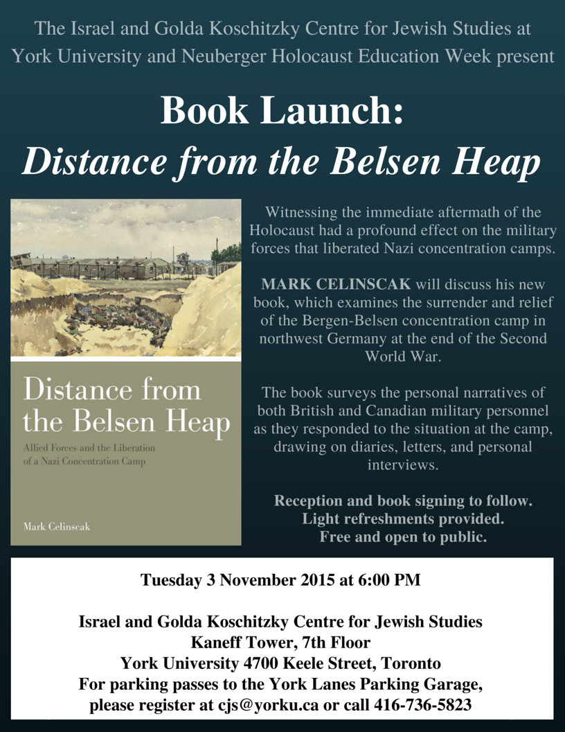 Dr Mark Celinscak Book Launch Distance From The Belsen Heap 